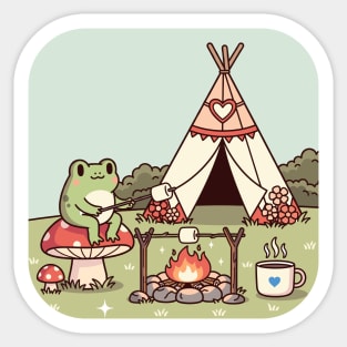 Cozy Camping Frog Sticker